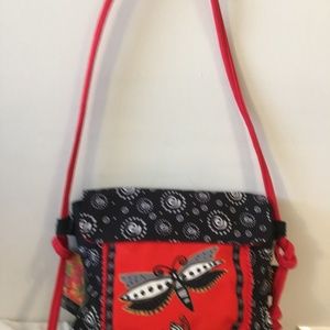 LAUREL BURCH MED RED BLACK CROSSBODY HANDBAG NWT